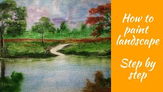 Landscape painting No. 2/ step by step painting tutorial/ Philippines