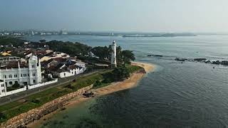 Drone Footage Showcases Galle Fort Sri Lanka Revealing Historic Architecture Lighthouse Tropical