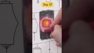 Day 27: How to color a glowing lantern with colored pencils - 30 Days of Creativity