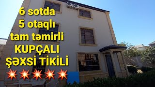 🏝Masazırda, 6 sotda, 3 mərtəbəli, 5 otaqlı, tam təmirli, kupçalı, bağ-bağçalı ŞƏXSİ TİKİLİ satılır💥⭐