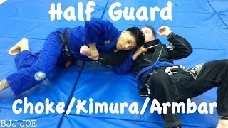 Half Guard | Choke, Kimura and Armbar with Professor Christopher \