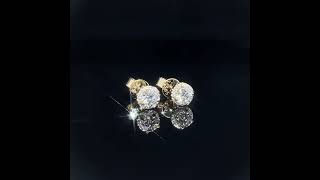 0.51ctw Diamond VS CLARITY E COLOR Hidden Halo Cluster Stud Earrings in 14k Yellow Gold