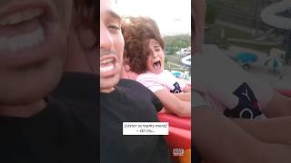 Big Brother Convinces Sister to Go on Scary Rollercoaster #shorts