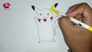 Belajar Cara Menggambar dan Mewarnai Pikachu | Learn How to Draw and Color Pikachu