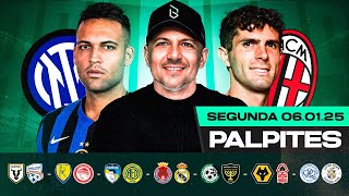 PALPITES DE FUTEBOL PARA HOJE 06 01  2025 (SEGUNDA-FEIRA) + BILHETE PRONTO | Boleiros Tips