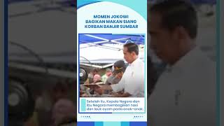 Momen Jokowi & Iriana Bagikan Makan Siang untuk Anak-anak Korban Banjir Sumbar