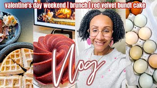 VALENTINE'S DAY WEEKEND VLOG: FAMILY DAY, GIRLS BRUNCH \u0026 RED VELVET BUNDT CAKE RECIPE