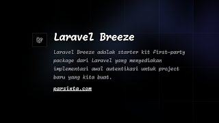 Belajar Laravel 11 / 18 Laravel Breeze