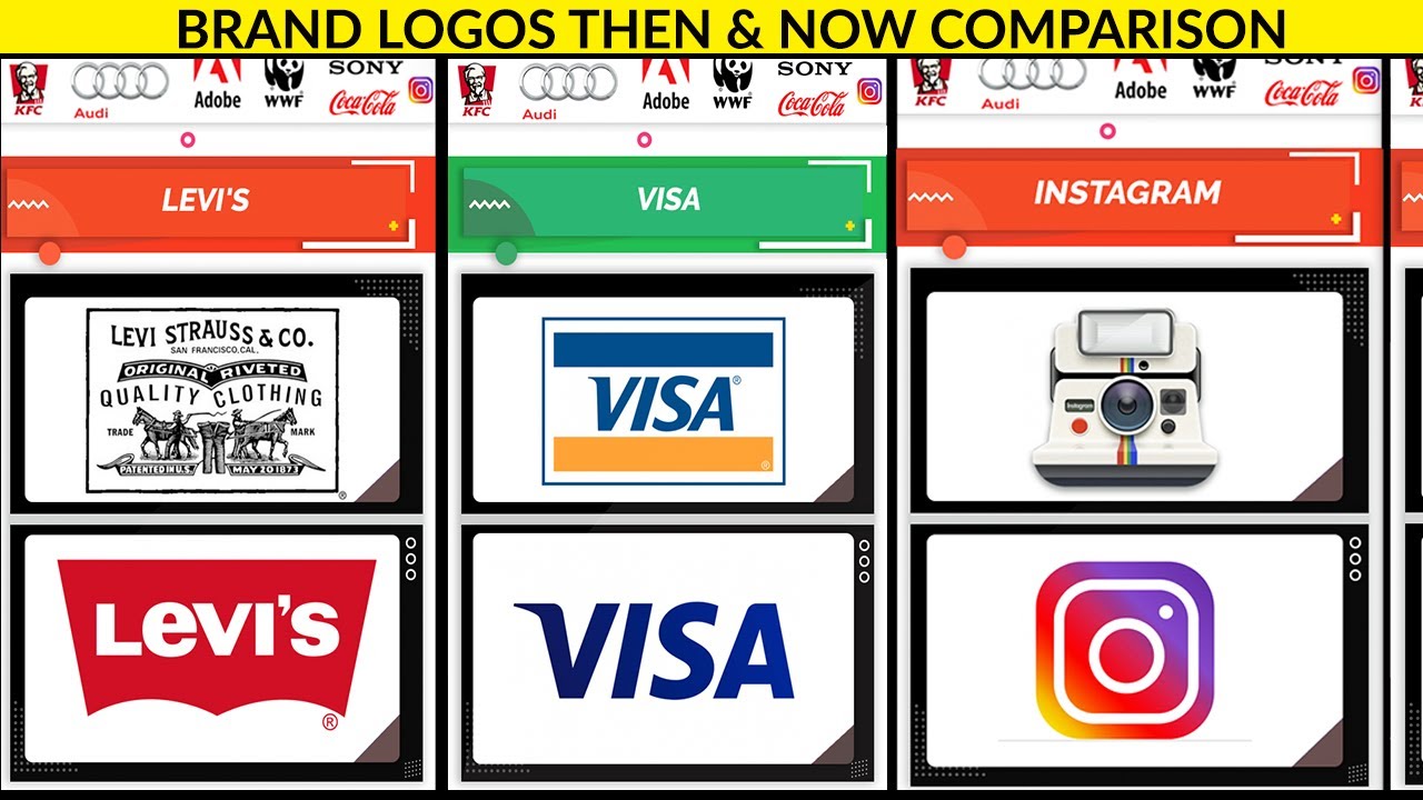 50 Famous Logos Then And Now Comparison Youtube