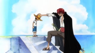 Shanks gives his straw hat to Luffy!