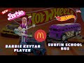 HAPPY MEAL BARBIE KEYTAR PLAYER &  HOTWHEELS SURFIN SCHOOL BUS