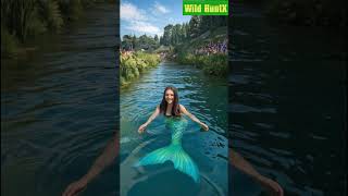 Lovely mermaid swimming in a river #ai #mermaid #river #shorts