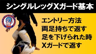 シングルレッグXガードの基本　両足持ちスイープ　下げられた足を取る方法　Xガードでスイープ