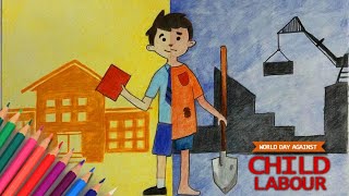 Child Labour Poster Drawing | World Against Child Labour | Art Kitab