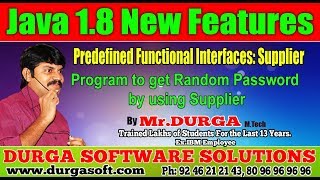 Java 8 New Features | | Program to get Random Password by using Supplier || by Durga Sir