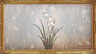 Snowdrops \u0026 Snowfall Painting | Winter Floral Lofi Jazz Frame TV Art in 4K HD | White Flowers