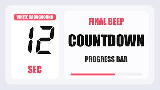 12 Second Countdown Timer | Silent + Final Beep | White Background 4K