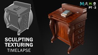 Wooden Desk | Game Prop Timelapse | Sculpt & Texture | Part 2/2