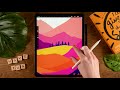 you can draw this pink sunset landscape easy procreate tutorial