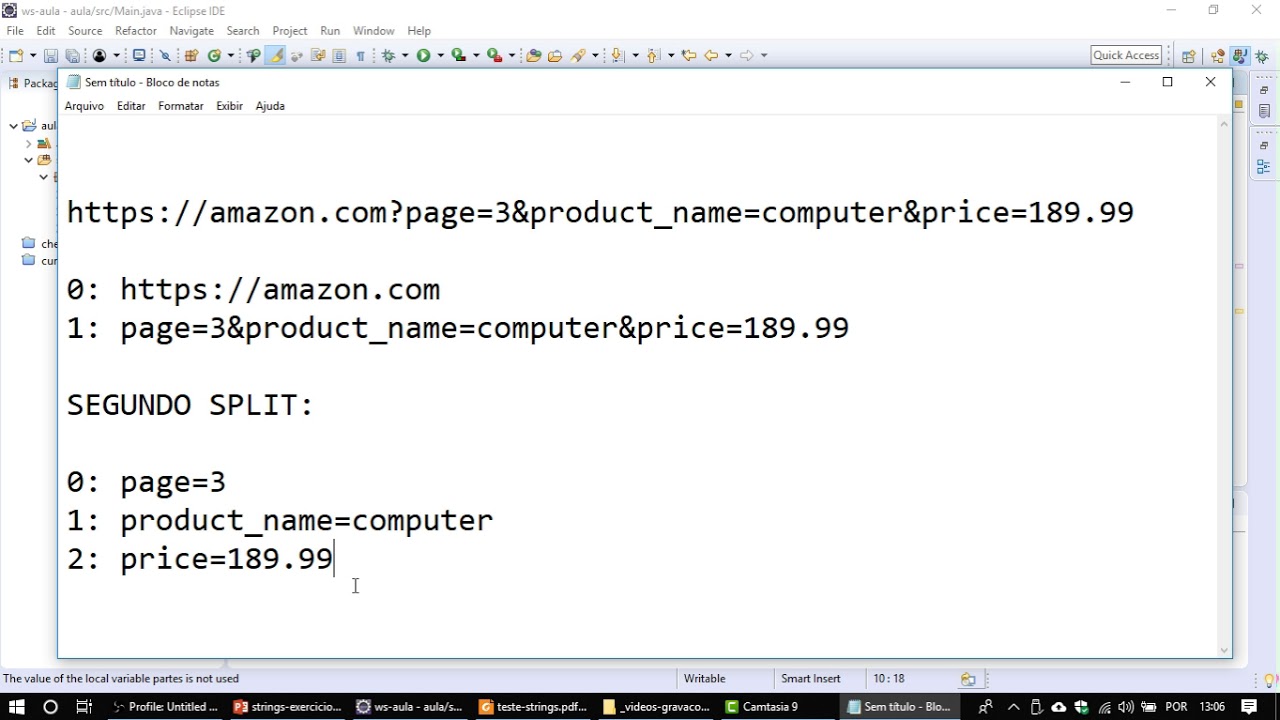 String Em Java Exemplo Split Youtube