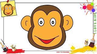 How to draw a monkey (face) EASY step by step for kids and beginners