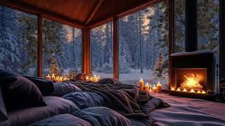 Warm Winter Cabin ❄️ Relaxing Cabin Vibes with Snowy Views and Jazz Music 🔥