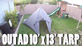 OUTAD 10' x 13' Tarp Shelter | OUTAD Lightweight Rain Tarp, Waterproof Shelter