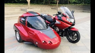 宝马全封闭边三轮摩托車，时速200公里，7.5秒破百，边斗带空调！BMW Side tricycle MOTO