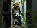 monkey helps a lost baby panda 🐵❤️🐼 shorts cuteanimals animalrescue