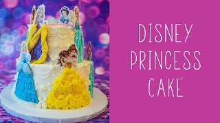 Disney Princess Cake with Licensed Cupcake Toppers - Buttercream Two Tier Cake