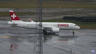 (4K) SwissAir A220 (HB-JCS) Landing and taxi at Tallinn Airport