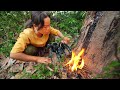 Survival Girl Camping Living Alone Can Build The Most Wood Tree House with Kitchen by Ancient Skills