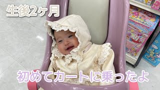 【 生後2ヶ月 】初めてカートに乗った 赤ちゃん