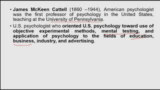 Who is James McKeen Cattell | History of Psychology | Urdu/Hindi