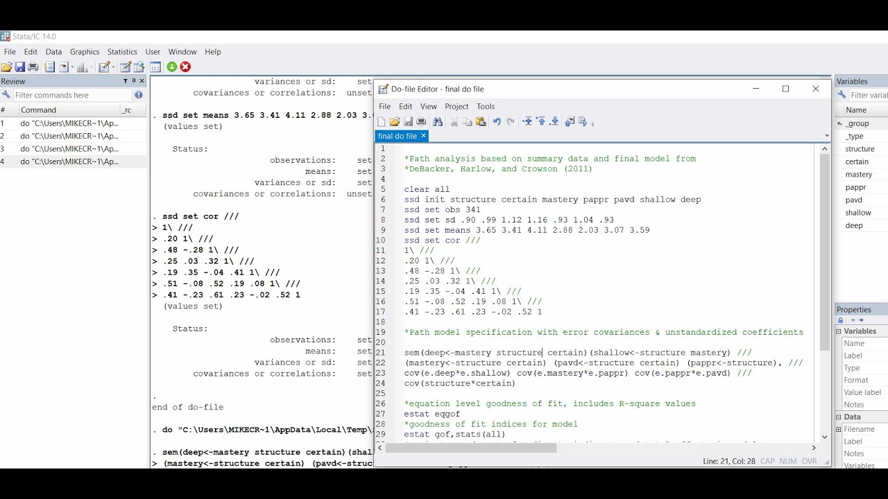 Path Analysis In Stata Based On Summary Input Data Feb 2021 Youtube