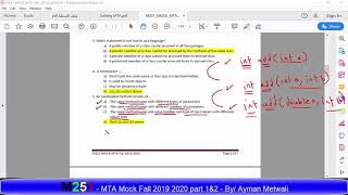 M251 MTA MOCK Fall 2019 2020 part 1 and 2