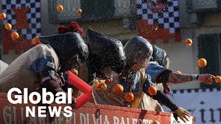 Italians turn out in droves for 'Battle of the Oranges' festival