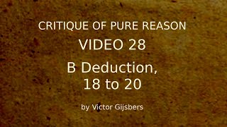 Kant's Critique of Pure Reason - Video 28: The B Deduction, 18 - 20