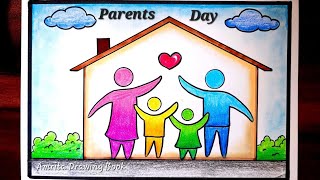 Parents Day Poster Drawing | Parents Day card making idea | International family day drawing easy