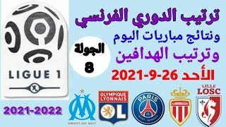 ترتيب الدوري الفرنسي وترتيب الهدافين ونتائج مباريات اليوم الأحد 26-9-2021 بعد إنتهاء الجولة 8