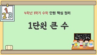 4학년 1학기 수학 1단원 내용 정리 (핵심 요약) - 큰 수