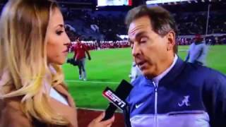 Nick Saban Snaps Olivia Harlan Halftime Interview Chattanooga Alabama