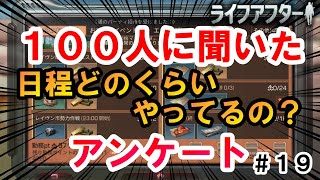 【アンケート】日程どのくらいやってるか１００人に聞いたら意外な○○に驚いた【ライフアフター】