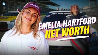 Where did Emelia Hartford get her money? How many cars does Emelia Hartford have?