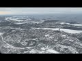 【4k】 takeoff of finnair flight view to winter snowy helsinki and to the gulf of finland