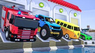 Meet New Fire Truck Frank, Police Car Lucas, Monster Truck in New Tuning