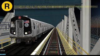 OpenBVE Special: R Train To Forest Hills-71 Avenue Via Broadway Exp/Manhattan Bridge (R160B Siemens)