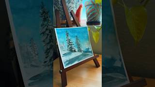 Winter landscape gouache painting #gouaches #gouachepainting #paintingtechniques #paintingtutorial