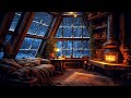 Wind and Crackling Fireplace in a Cozy Winter Hut - Cozy Ambience for Sleep, Relax, Study