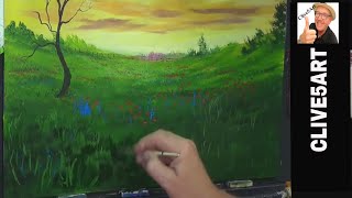 Landscape Of Flowers, Acrylic painting for beginners, Acrylic painting,clive5art